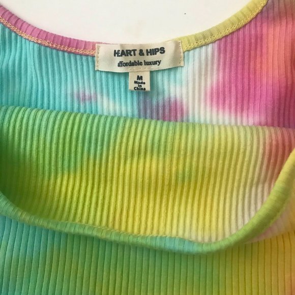 Heart & Hips RIBBED TIE DYE CAMI MINI Tube DRESS S,M,L, Cotton Candy - Picture 3 of 5
